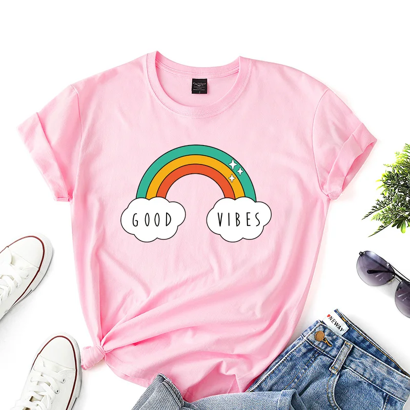 Женская летняя Модная хлопковая футболка с короткими рукавами и круглым вырезом