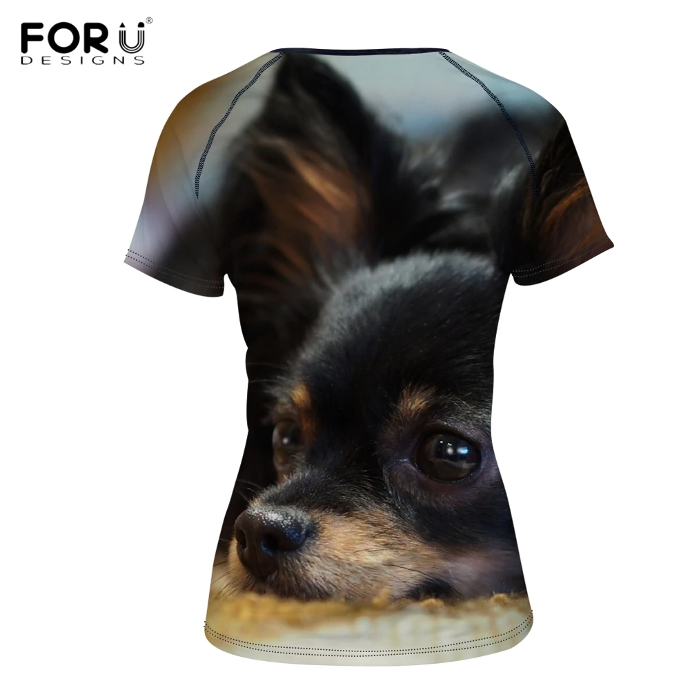 

FORUDESIGNS Kawaii 3D Dog Chihuahua Print Women Summer T Shirts Vogue Teens Girls Short Sleeve Top Tee Shirt Fit O Neck T-shirts