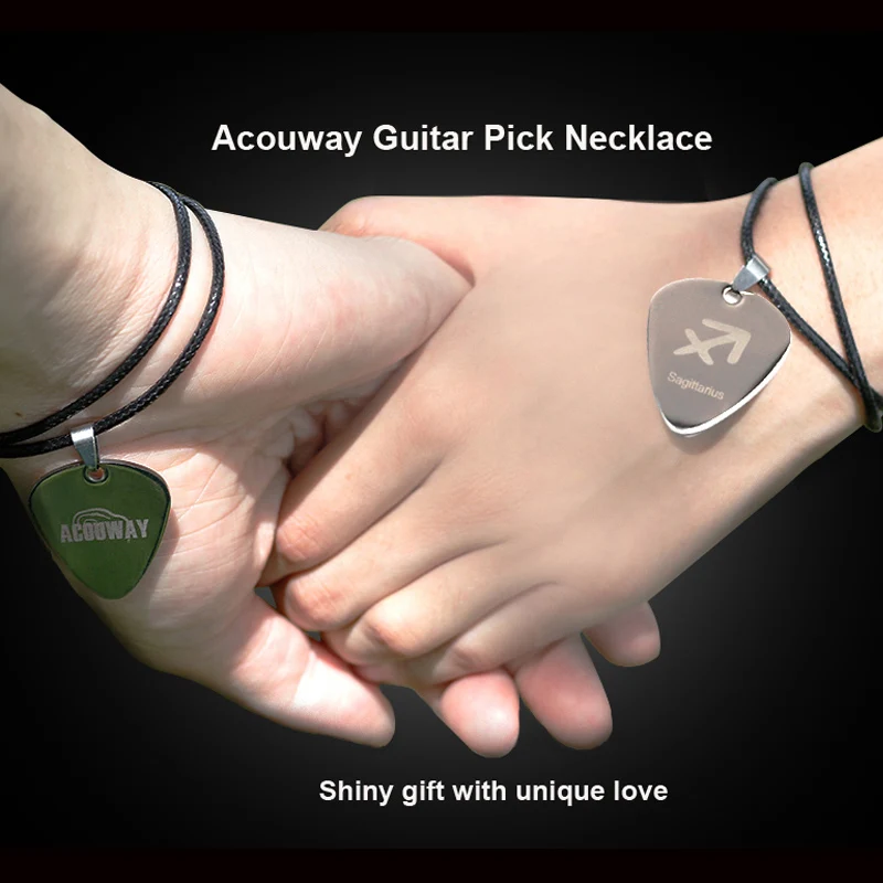 Acouway кулон на гитаре черная цепочка из нержавеющей стали/Овен Gemini Leo Зодиак