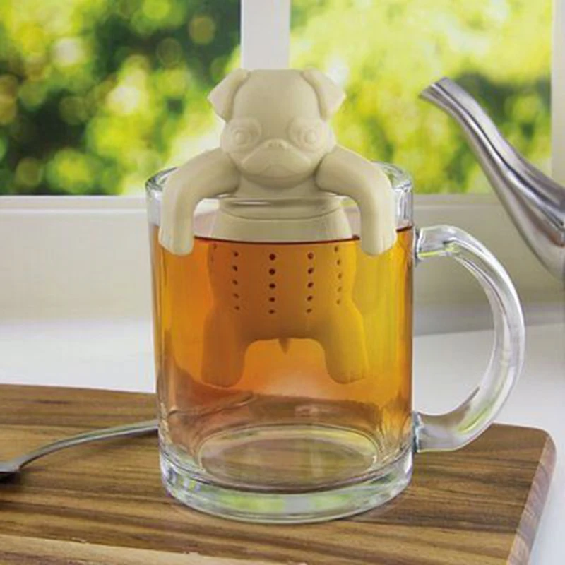 Cute Silicone Pug Dog Tea Infuser Tea Filter Diffuser Reusable Tea Strainer Spice Loose Tea Leaf Herbal Tool Teapot Kitchen Tool