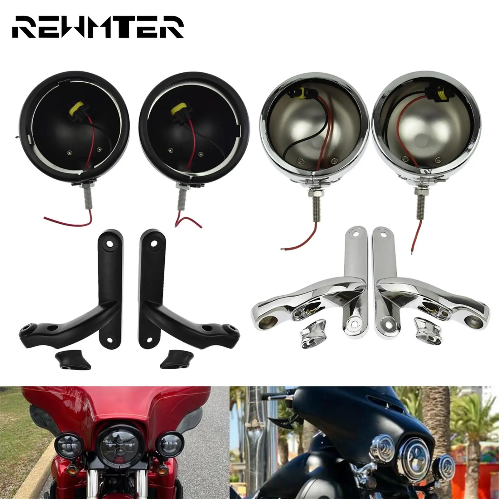 

Motorcycle Turn Signal Bracket Auxiliary Lighting 4.5" Fog Light Holder Housing Outer Frame For Harley Touring FLH Electra Glide