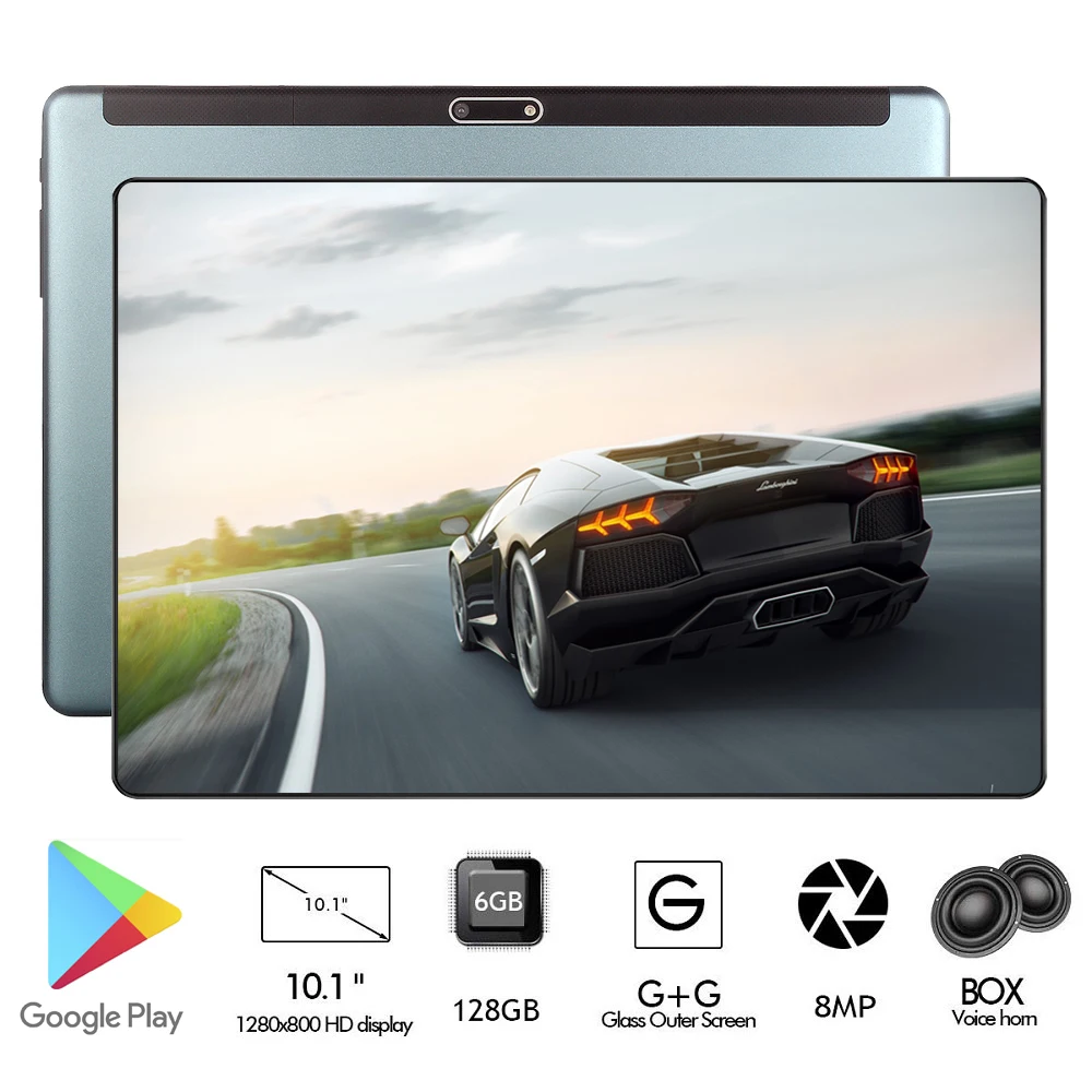 Глобальная версия 6 ГБ+ 128 ГБ 10 дюймовый планшет Octa Core 6000 мАч 1280x800 2.5D Стекло ips 8MP двойной Камера Youtube Медиа Pad WI-FI gps