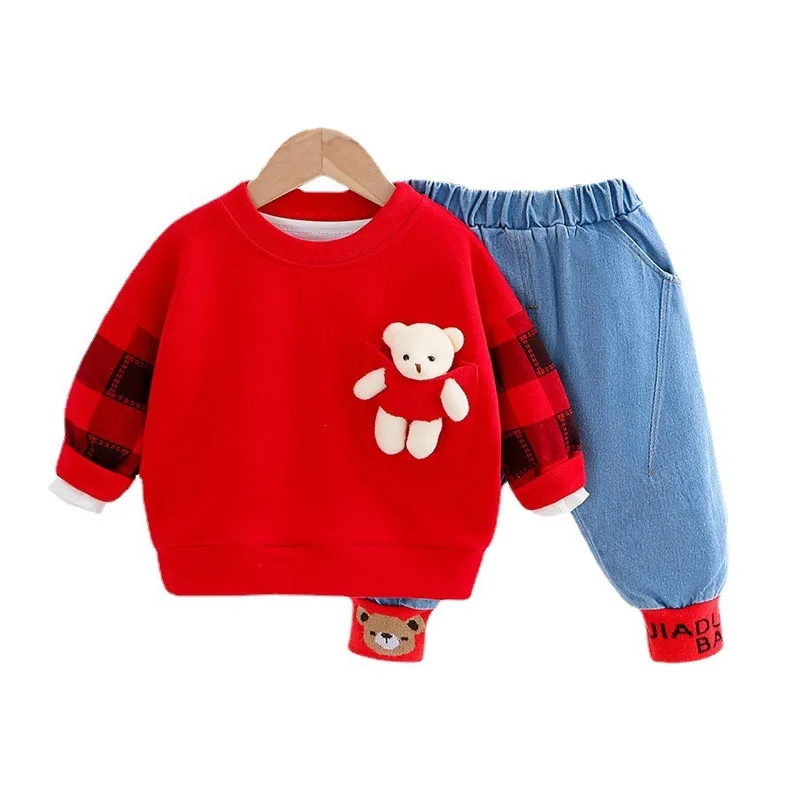 

Spring Autumn Fashion Baby Clothes Suit Children Boys Girls Cotton T-Shirt Jeans 2Pcs/Set Toddler Sports Costume Kids Tracksuits
