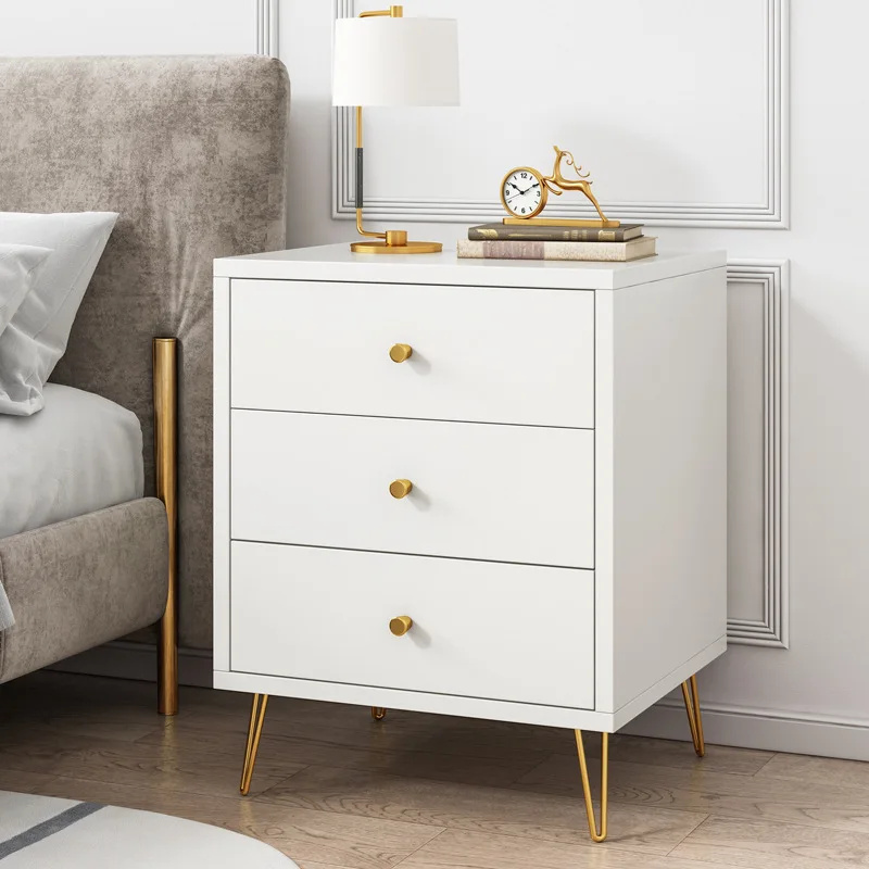 

Bedside Table Bedroom Simple Modern Mini Bedside Table Small Bedside Storage Modern Light Luxury Locker Steel Legs Desk Storage