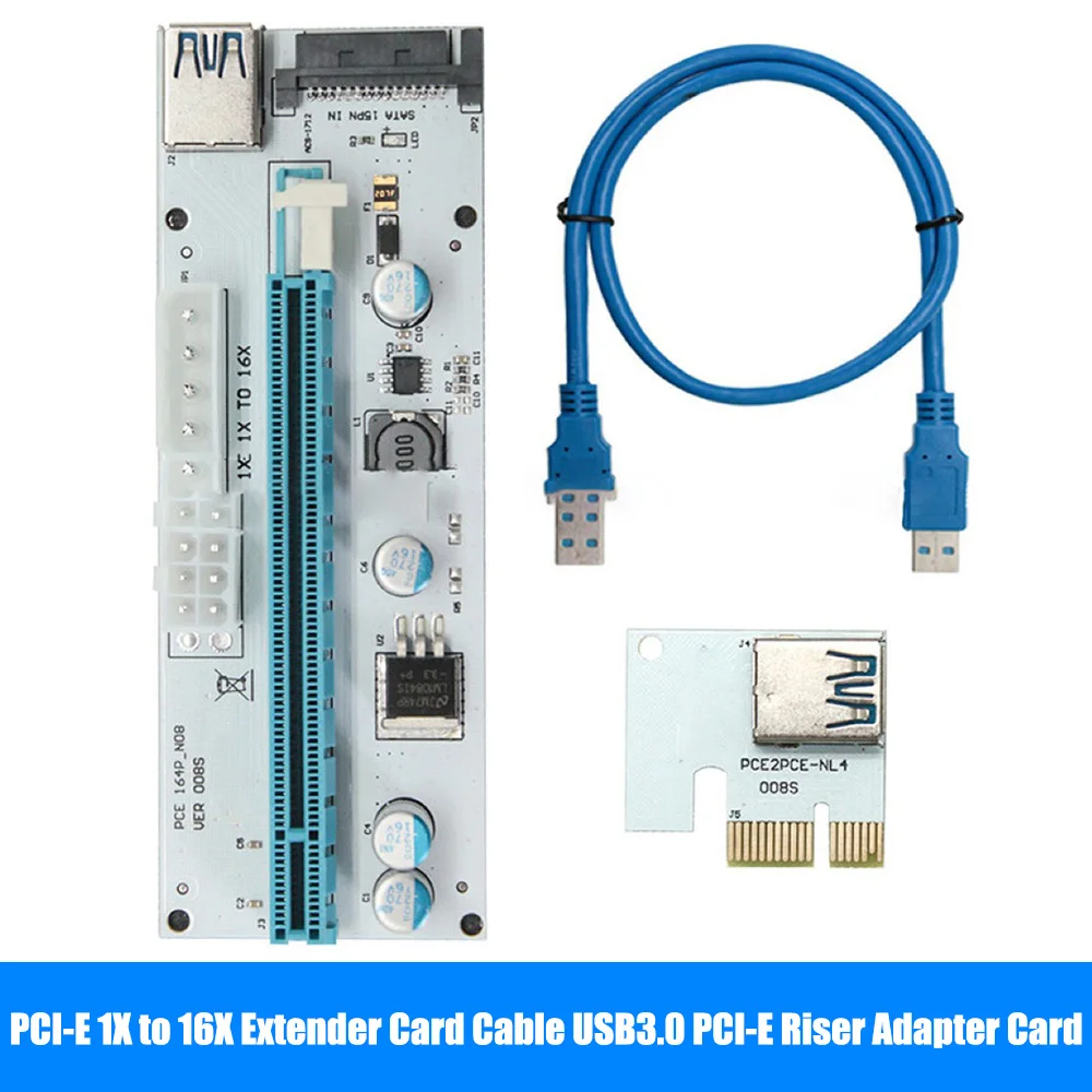 

PCI-E 1X to 16X Extender Card Cable USB3.0 PCI-E Riser Adapter Card with LED Indicator for Motherboard with 1X/2X/4X/8X/16X Slot