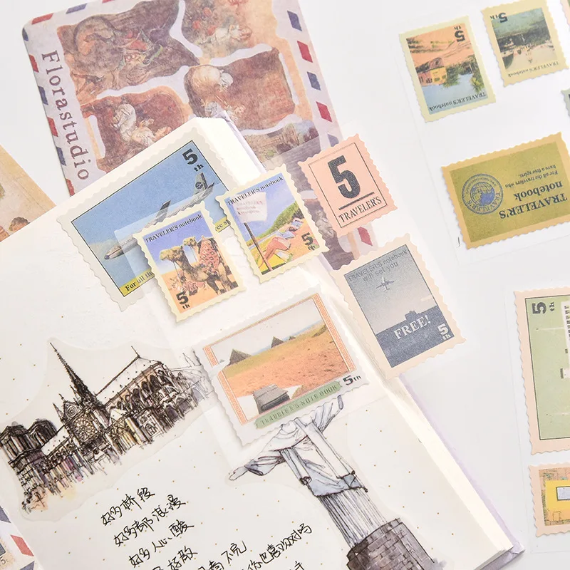 1 упаковка Винтаж путешествия почтовой марке украшение бумажная наклейка для