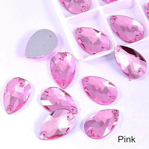 Light Pink Слеза много Цвета с украшением в виде кристаллов Стекло пришить стразы пришивные стразы прямая швейная стразы свадебное платье B3839 - Цвет: Light Pink