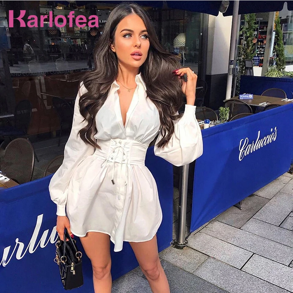 

Karlofea Осенняя Новинка модная женская блузка платье-рубашка элегантные наряды для отпуска платья шикарные повседневные Клубные вечерние пла...