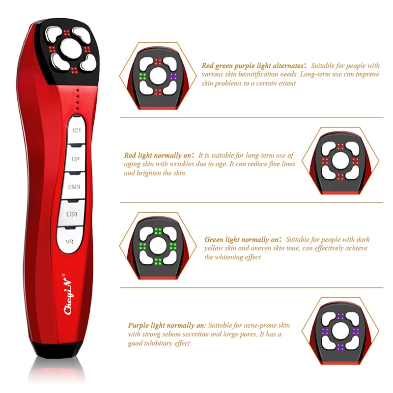 

RF EMS LED Photon Rejuvenation Massage Machine Face Lift Skin Tighten Device Wrinkle Removal Radio Frequency Facial Massager