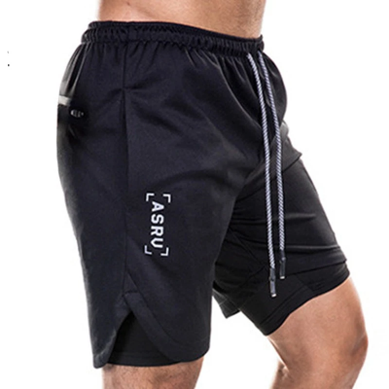 

New summer men's sports shorts loose bag double cropped pants for men running training fitness brand outside wear ASRV pants