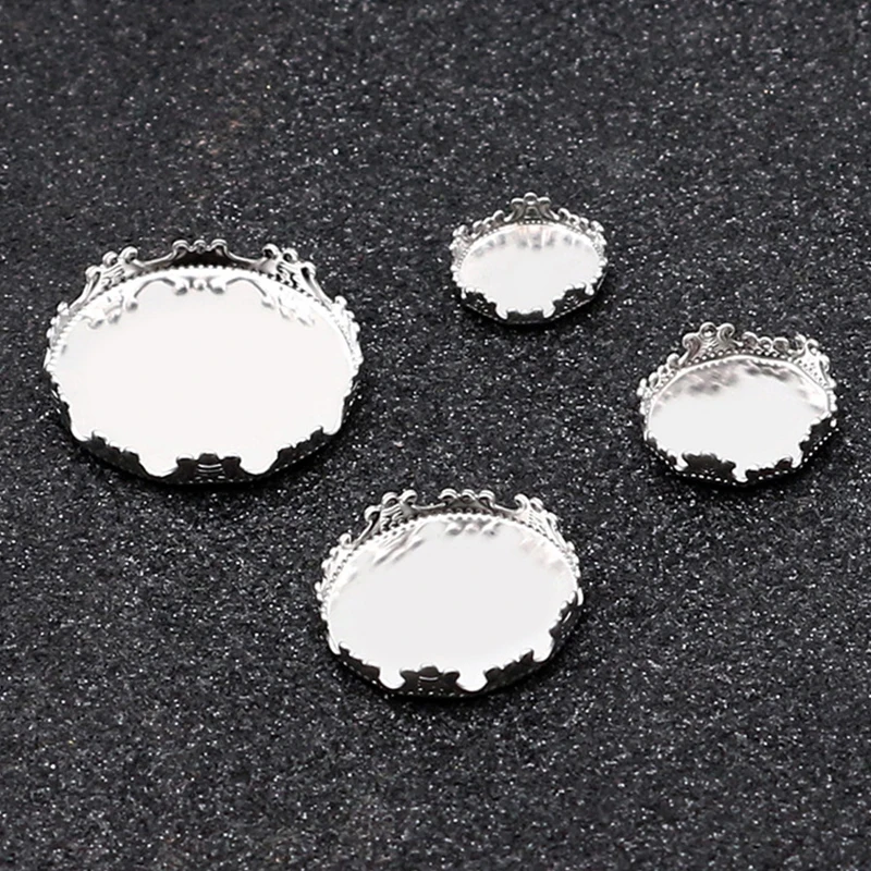 40pcs 2019 New Stainless Steel Fit 12 15 20 25mm Crown Pendant Base Jewelry Making Accessories Wholesale