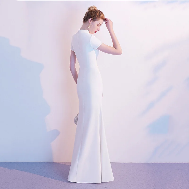 

chinese style classic lady qipao Evening Party gown sexy slim Mermaid Robe De Soiree exquisite Embroidery cheongsam vestidos