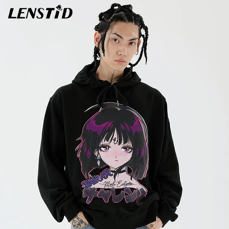 LENSTID Мужской пуловер в стиле хип хоп толстовки с капюшоном героями японского