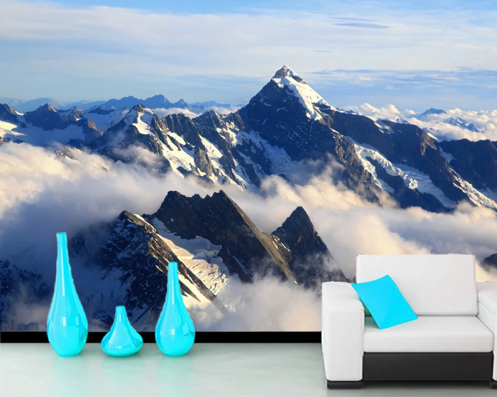 

Papel de parede Mountain clouds landscape 3d wallpaper,living room TV sofa wall bedroom wall papers home decor mural