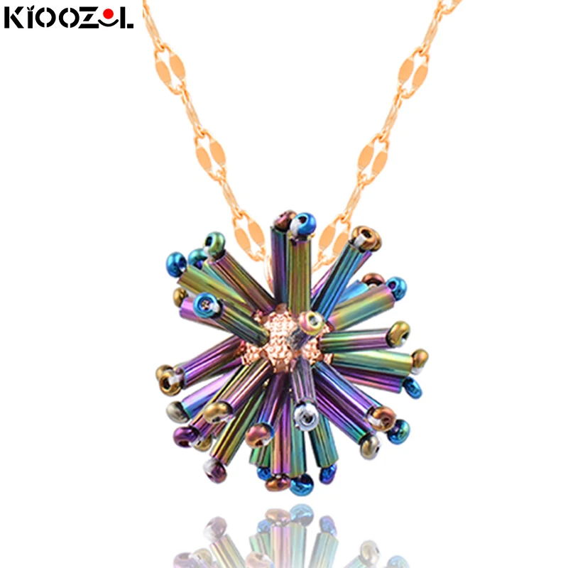 

KIOOZOL Punk Style Colorful Solid Metal Pendant Necklace For Women Fashion Party Jewlery 2021 New Arrival 264 DP1