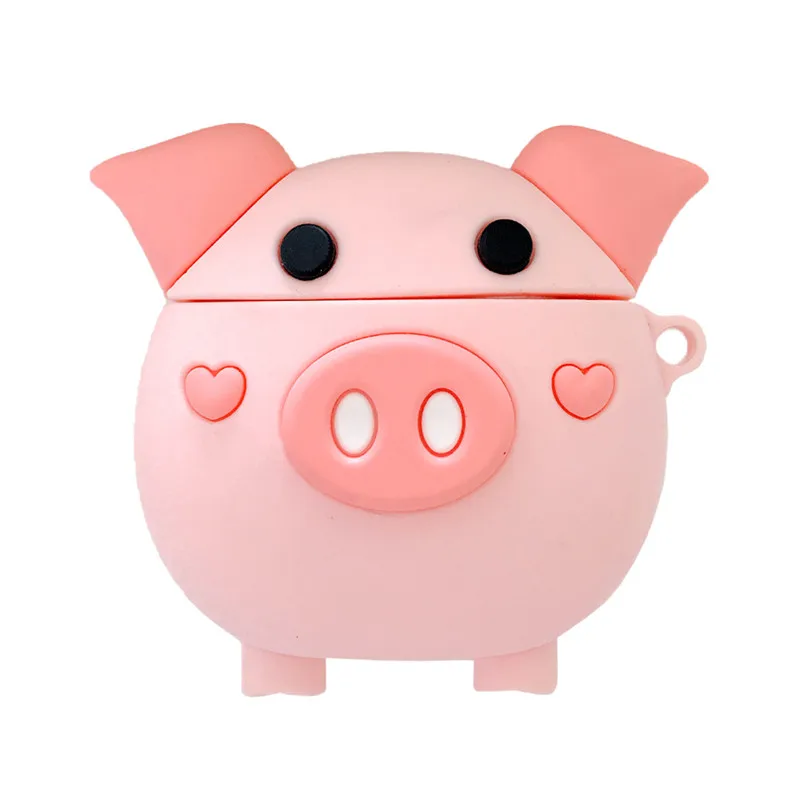 Милый мягкий силиконовый чехол для Airpods 2 с 3D рисунком розовой свиньи женщин и