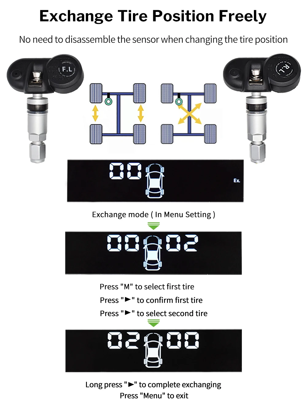 Система контроля давления в автомобильных шинах Deelife TPMS, внутренний внешний датчик, солнечные колеса TMPS, Беспроводная сигнализация давления в шинах