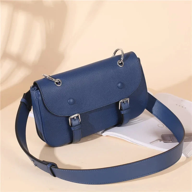 

JJDXBPPDD Genuine Leather Shoulder Bags for Women Black Woman's Handbag For Girl Luxury Designer Casual Messenger Bag Female