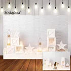 Фон для фотосъемки Mehofond со сверкающими звездами и белой кирпичной стеной, для новорожденных, портретные украшения, баннер, Фотостудия