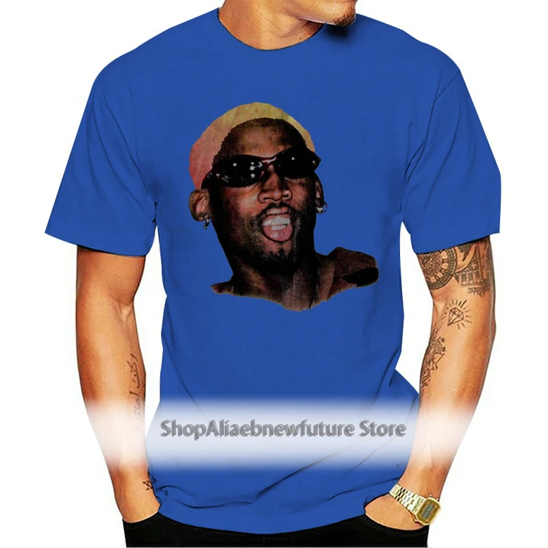 

VTG~90s DENNIS RODMAN T SHIRT FUNNY FACE SMILING HIP HOP BULLS RePrint