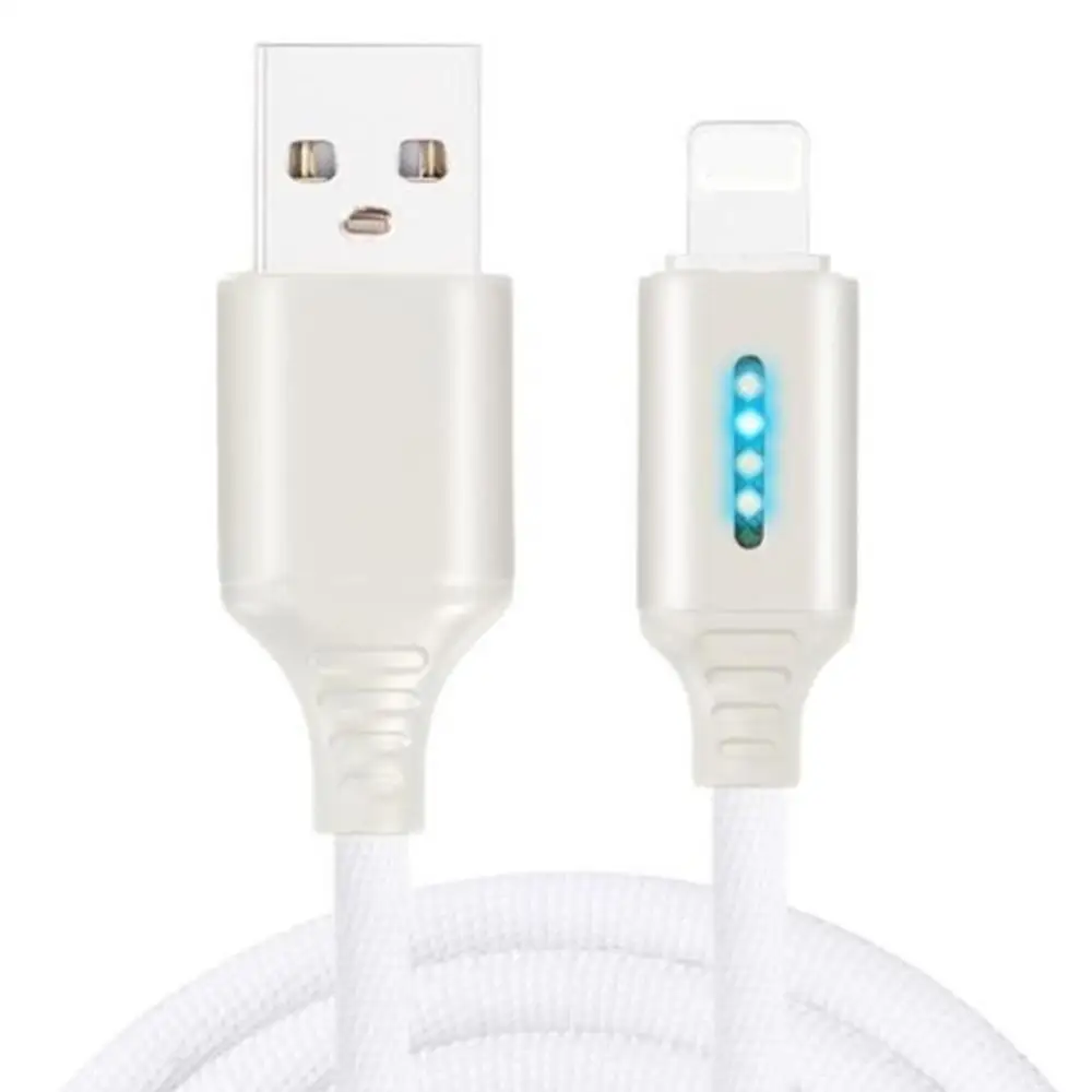 Белый 1 м автоматическое отключение светодиодный USB кабель зарядное устройство для тип-c Android для huawei iPhone XS MAX XR Быстрая зарядка для мобильного телефона шнур для передачи данных - Цвет: Белый