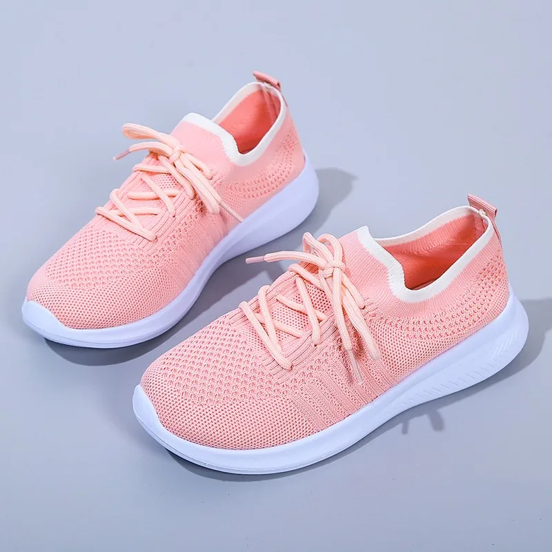 

Кроссовки женские на резинке, Повседневная дышащая спортивная обувь, без шнуровки, однотонные, Вулканизированная подошва, осень 2021