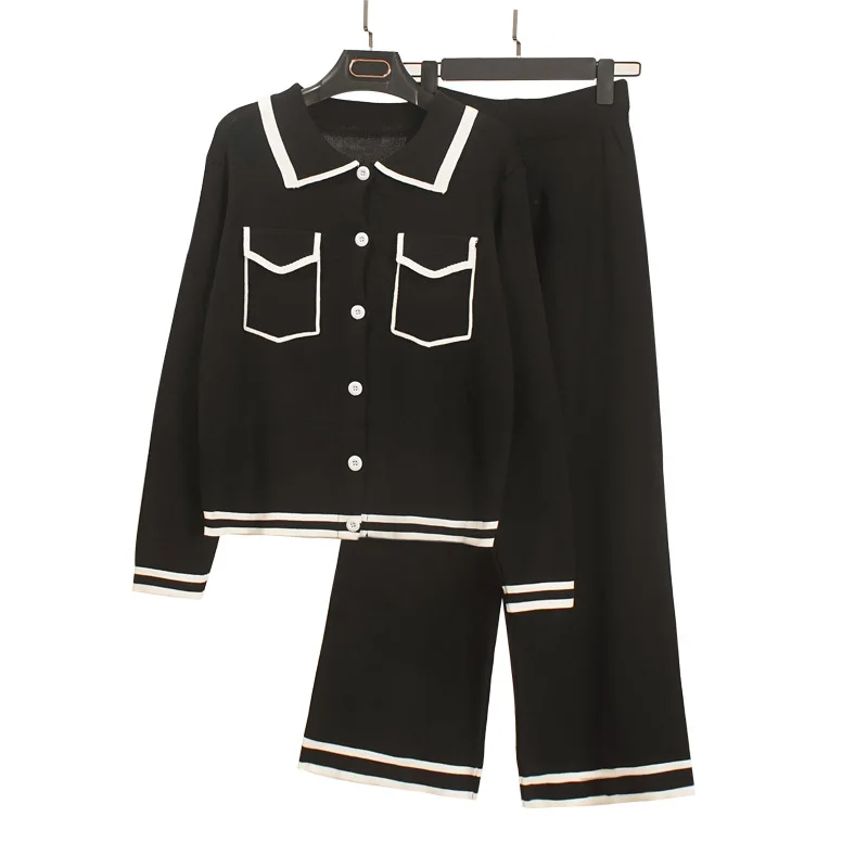 Женский комплект из 2 предметов вязаный однобортный Кардиган с широкими