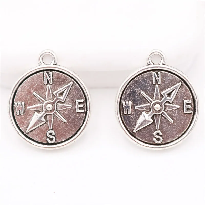 10 шт. посеребренный компас Подвески Сделай Сам очаровательные серьги браслет