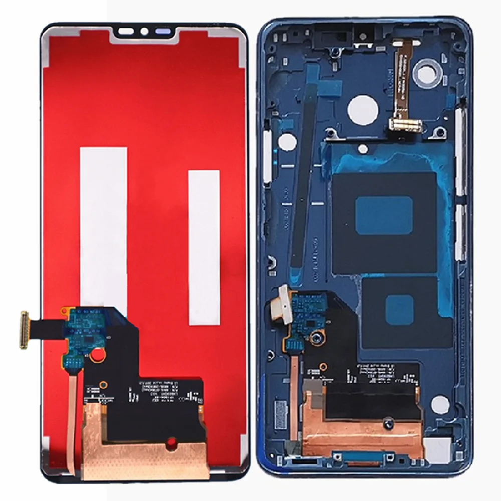 ЖК-дисплей для LG G7 ThinQ G710 с сенсорным экраном, панелью цифрового дигитайзера, частями для ремонта и рамкой.