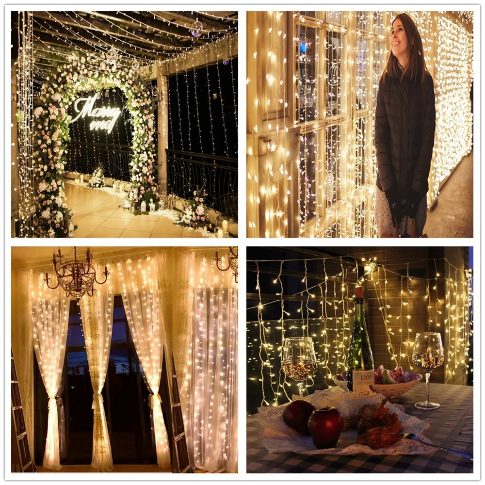 Светодиодная Водонепроницаемая светильник рлянда-занавеска Рождественский