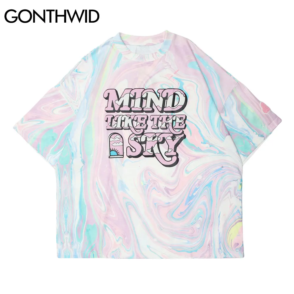 Футболка FPACE в стиле Харадзюку уличная одежда с принтом неба хлопковая футболка