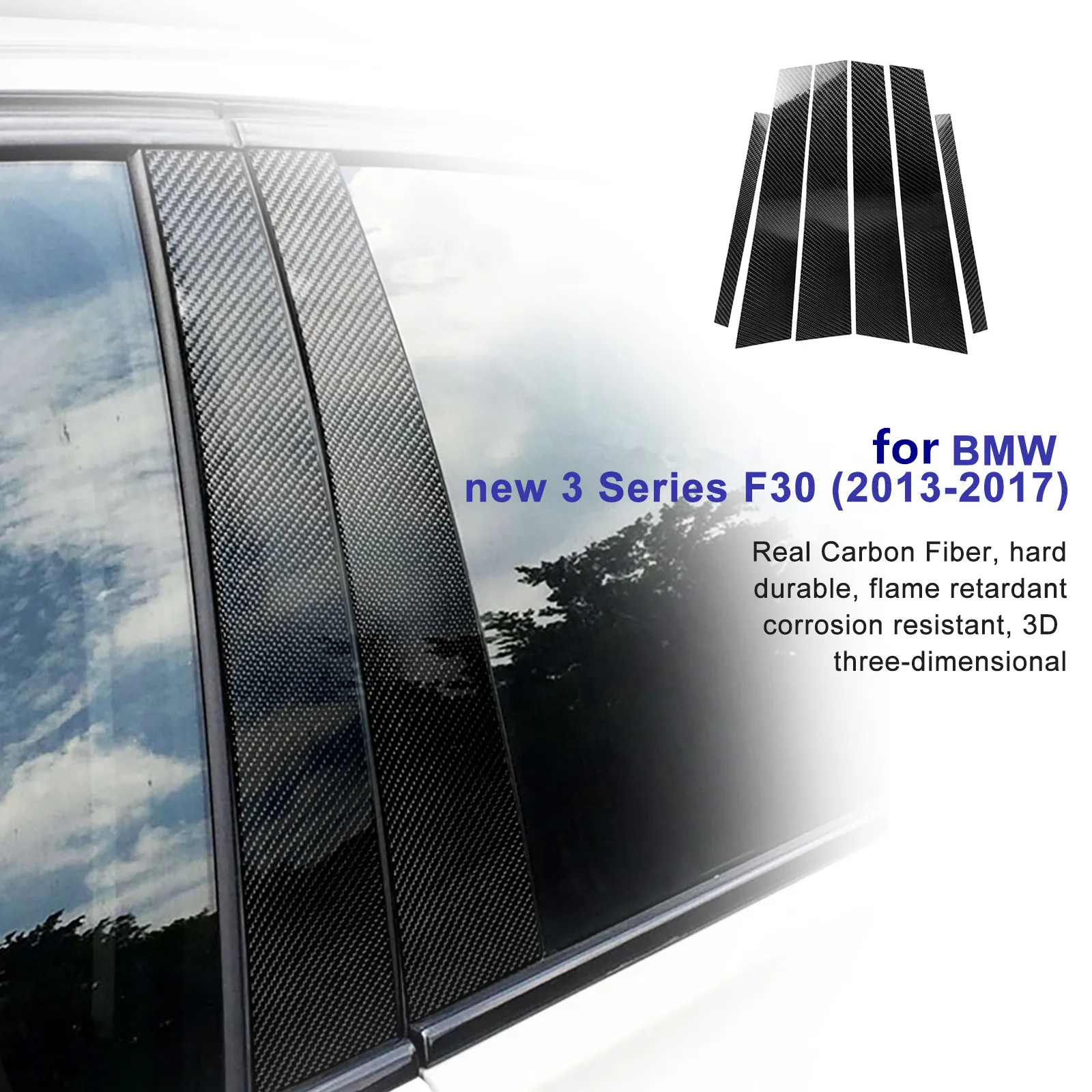 

Carbon Fiber Car Window B-Pillars Molding Cover Trim Decorative Stickers for BMW 3 Series F30 2013-2017