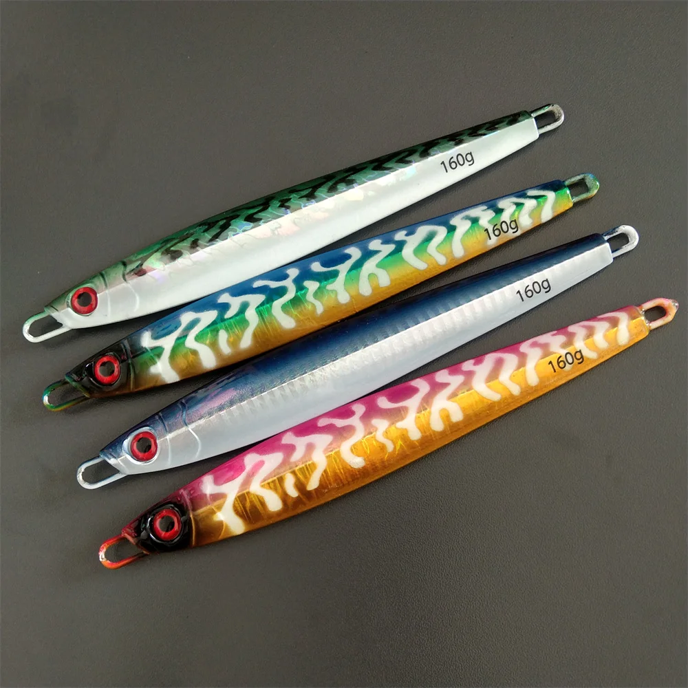 

Swolfy 4pcs Metal Jig Fishing Lure 160g Trolling Hard Bait Bass Fishing Bait Tackle Trout Jigging Lure Jigs Saltwater Lures