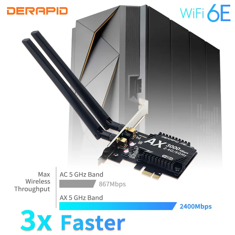 3000 Мбит/с WiFi6E Intel AX210 Bluetooth 5 2 Dual Band 4 г/с) Wi Fi ГГц кард 802.11AX/AC PCI Express Беспроводной