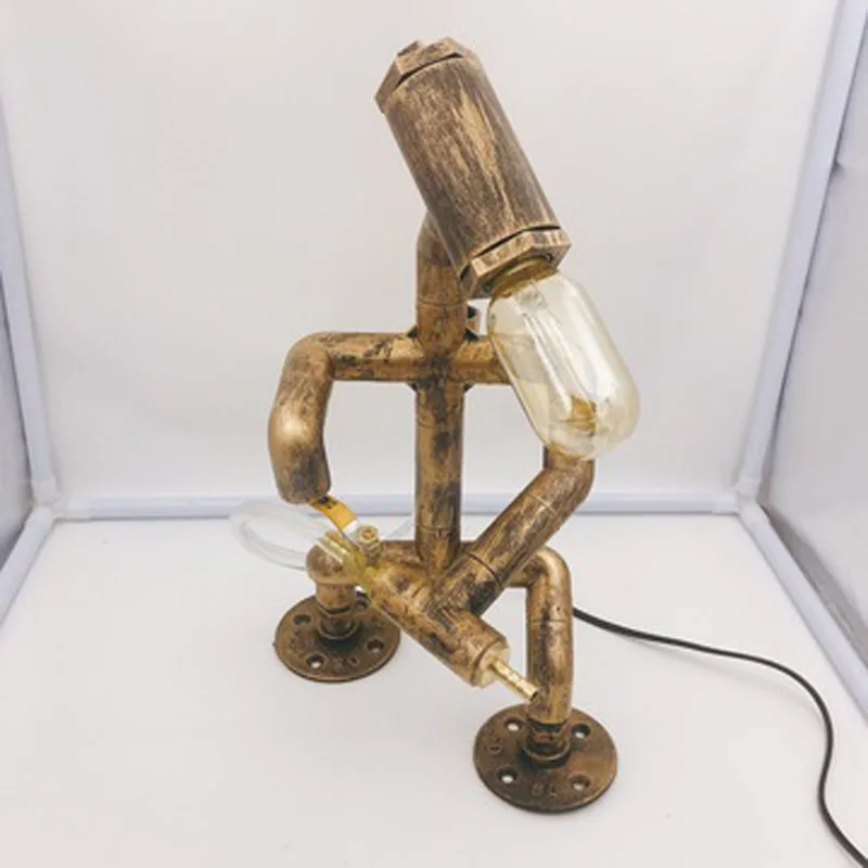 

Пожарный робот настольная лампа пластиковая железная трубка промышленный Ретро стиль кофе бар настольная лампа