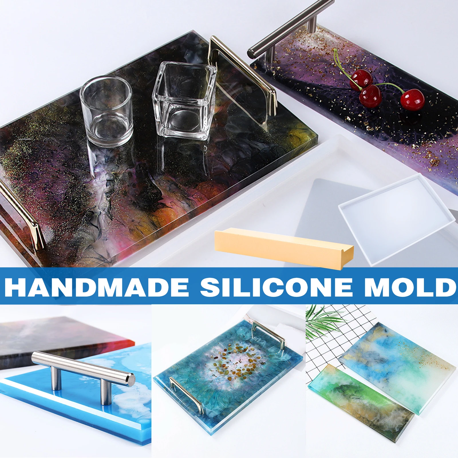 

Поддон из смолы, силиконовая форма, форма для тарелок, форма «сделай сам», рукоятка из эпоксидной смолы, поддон для кухонного хранения «сдел...