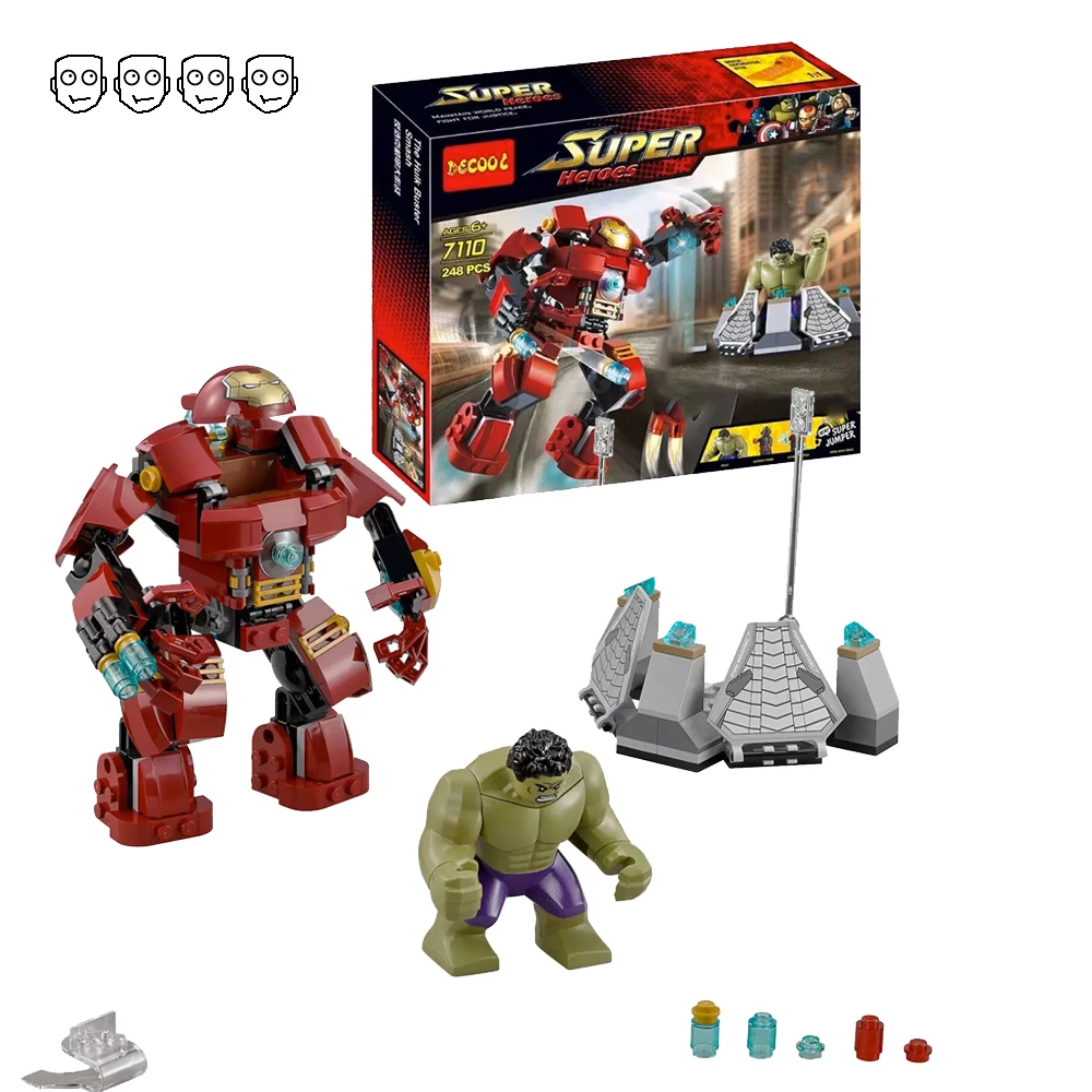 Decool 7110 Fit Marvel 76031 Супер Герои Мстители Халк Бастер Smash набор Железный человек мини фигурки 248 шт строительные блоки игрушки подарок