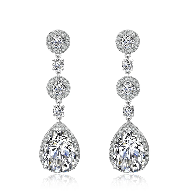 FEEHOW Classic Clear AAA Cubic Zircon Water Drop Long Dangle Fashion Earrings For Women Wedding Dinner Party Jewelry FWEP2008 | Украшения и