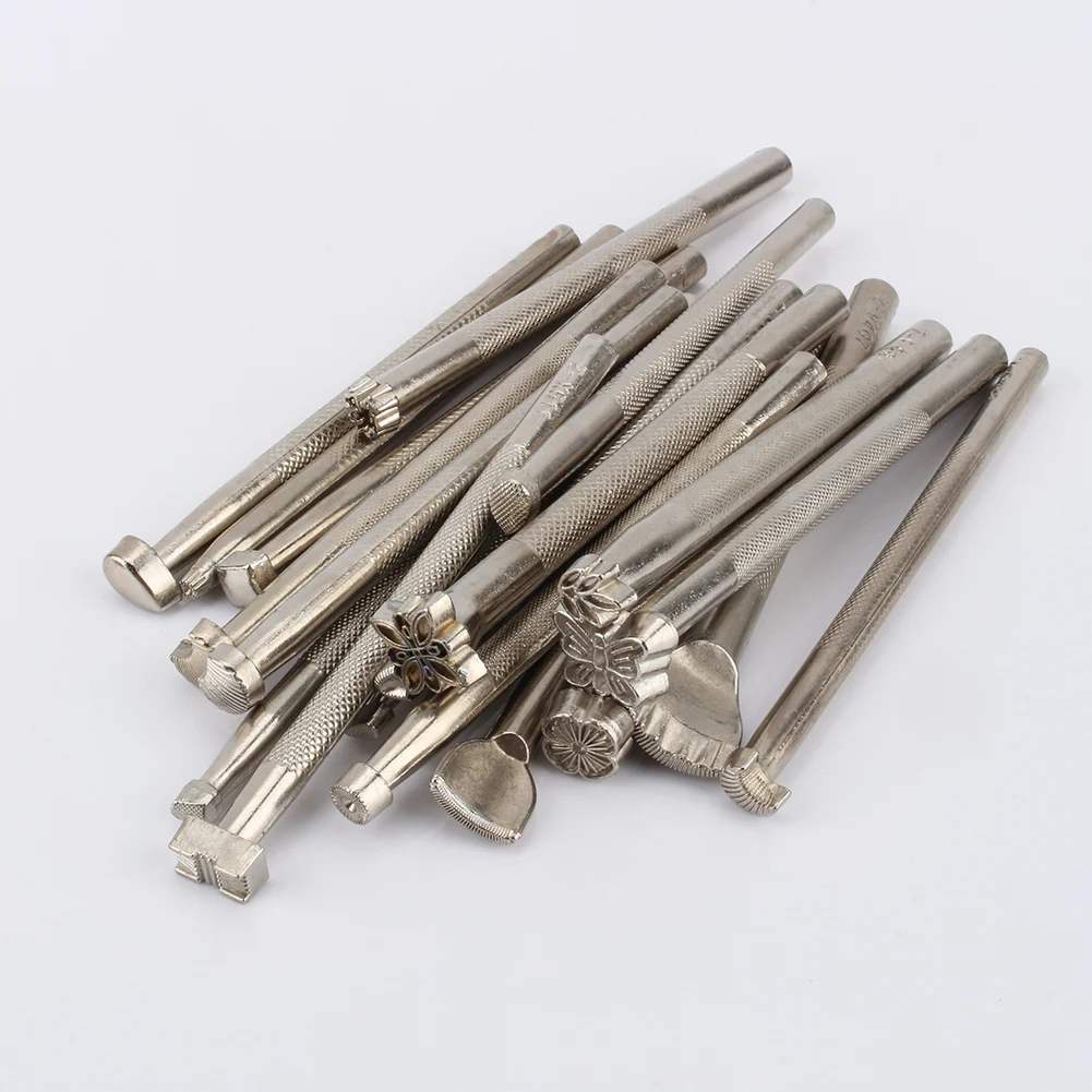 

20pcs/set Silver Alloy Steel Leather Craft Tools Leather Working Saddle Making Carving and printing Tools