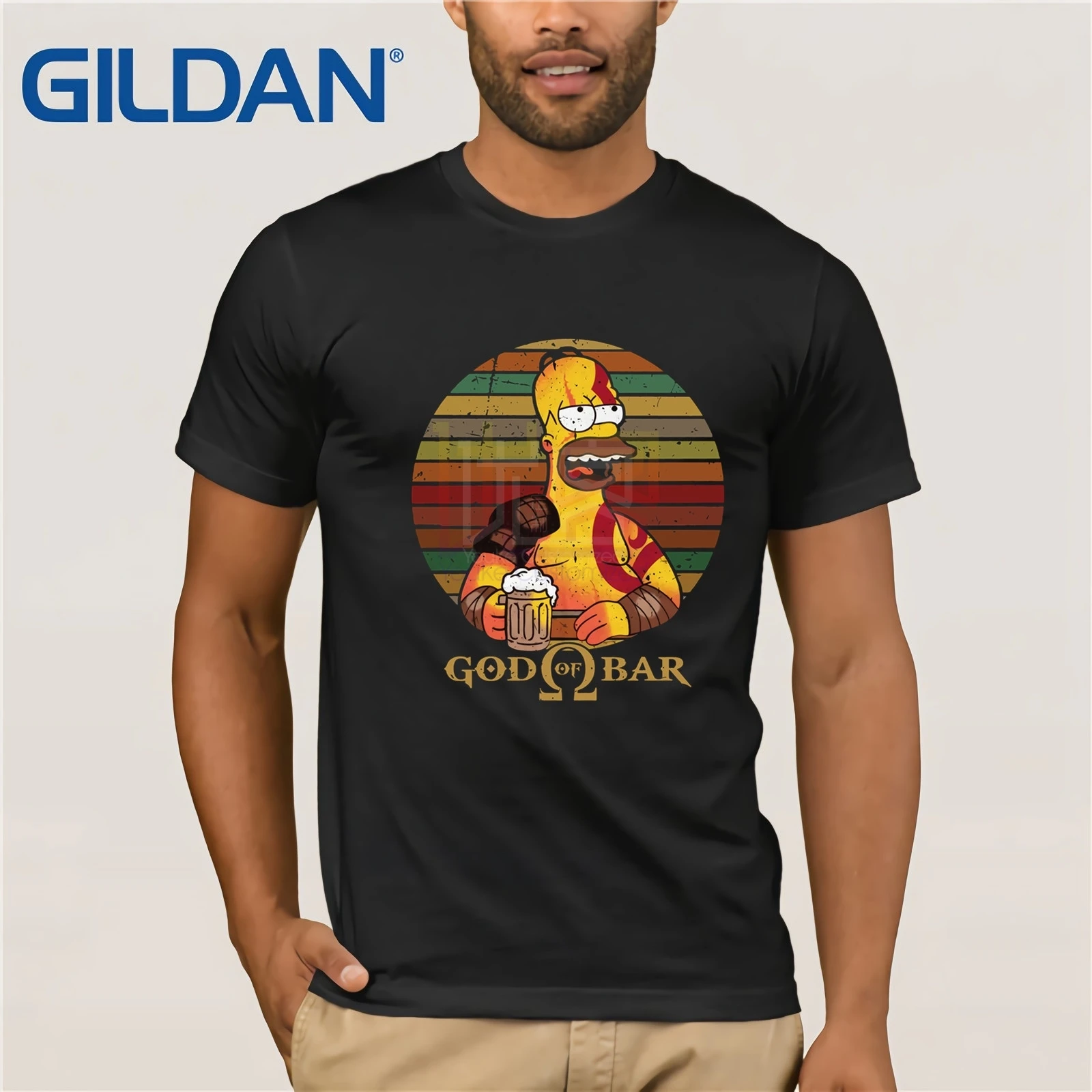 Homer Simpson God Of Bar De Typhoonic футболка мужская с коротким рукавом Футболка|Мужские