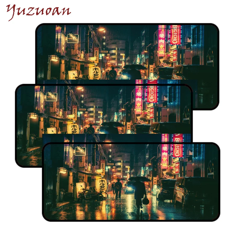 Yuzuoan 90X40 см волк Расширенный игровой коврик для мыши XXL Прошитые края водонепроницаемый резиновый коврик для мыши Keyboad коврик для CSGO DOTA