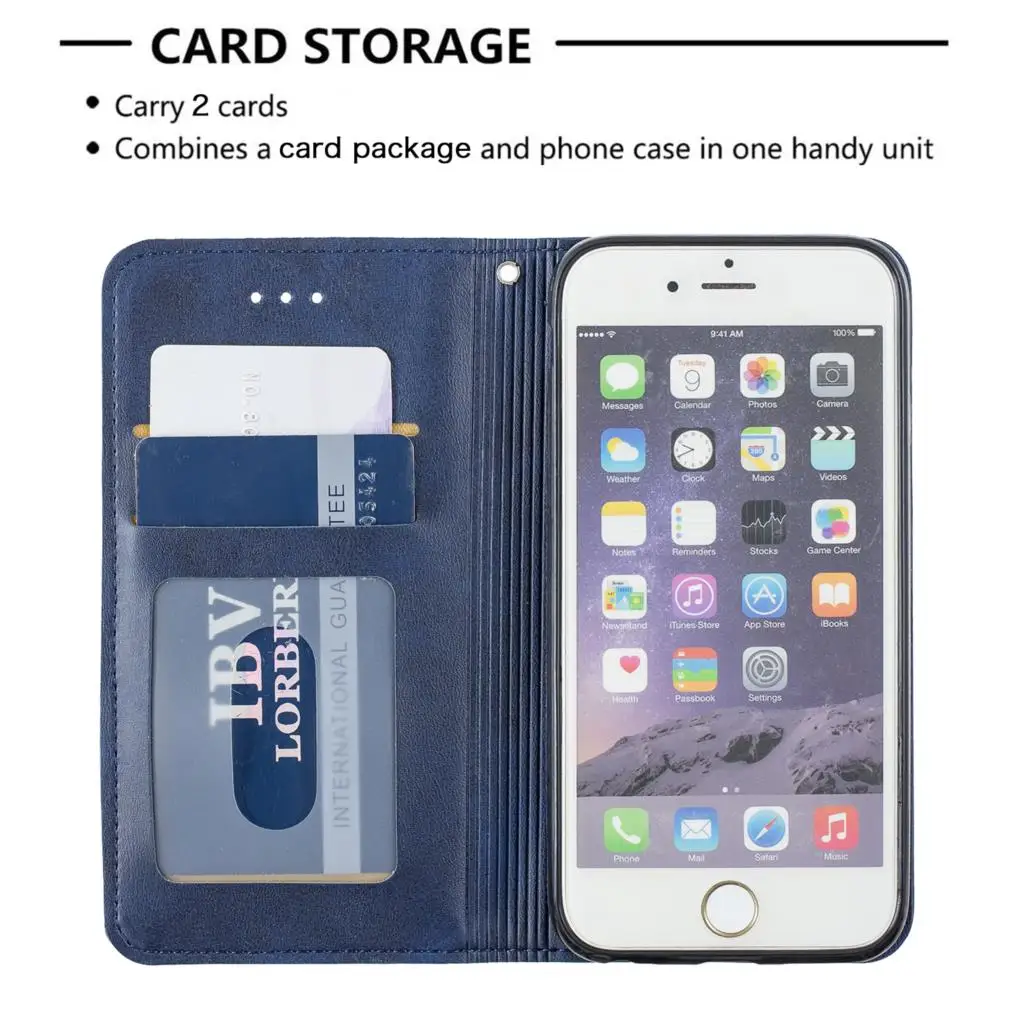 Силиконовые чехлы для книг iPhone 6 Plus из искусственной кожи бумажников Apple чехол 6S |