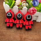 3D фигурки кальмаров, маска, брелок, аксессуары, круглые шесть, косплей, брелки для дам, женщин, мужчин, детей, игрушки на цепочке для ключей, подарок