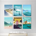 Постер to travel city, Новая Зеландия, Майами, Флорида, Мексика, Венеция, Сан-Франциско, печать пейзажа, холст, живопись, настенное искусство, домашний декор