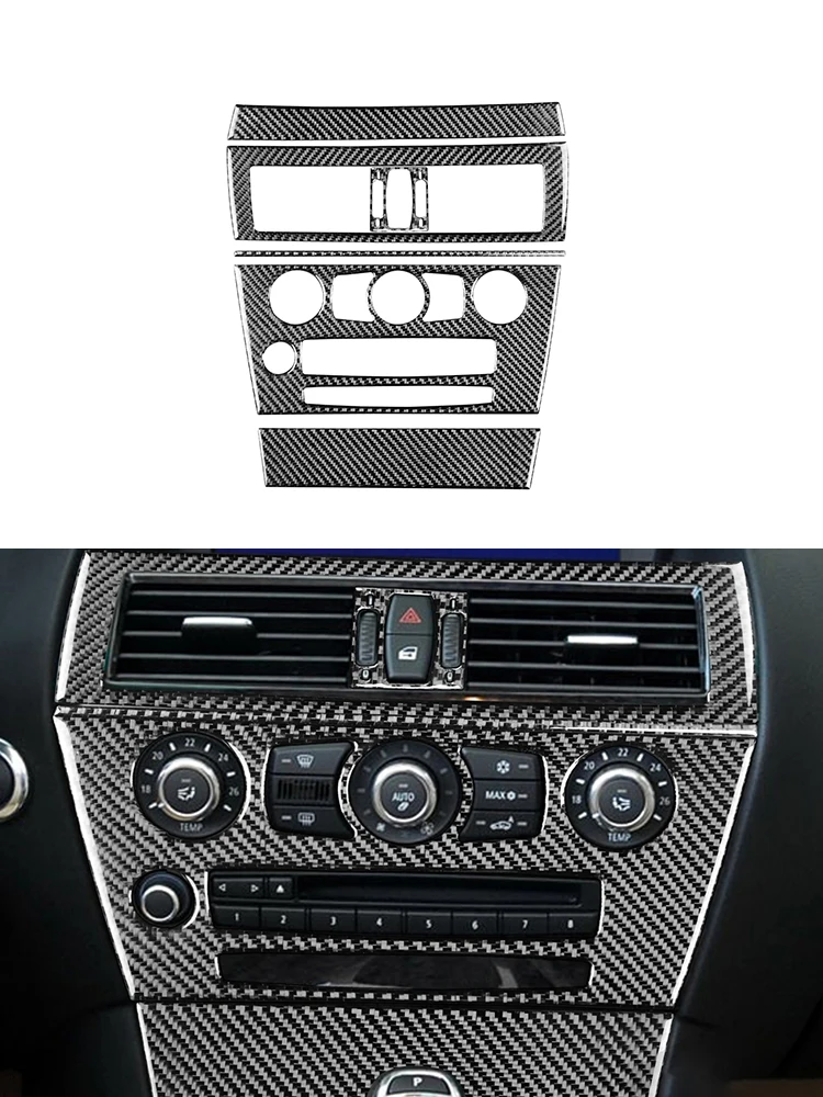 

6pcs（General）Central Control Package Car Accessories Interior Carbon Fiber Stickers For BMW 6 series E63 E64 2008-2010