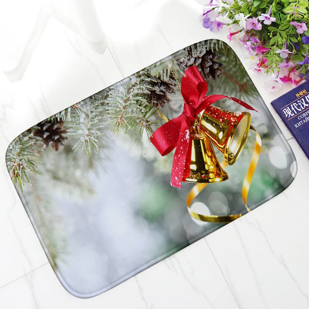 Рождественский коврик для входной двери фланелевый нескользящий впитывающий