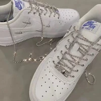 diy shiny rhinestone long tassel sneakers boot shoe chain shoelaces hip hop jewelry luxury crystal anklet chain shoe accessories