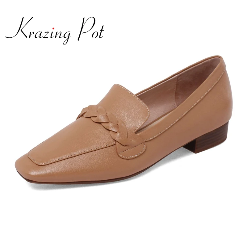 

Krazing pot/натуральная кожа; Тонкая обувь с квадратным носом на низкой на высоких каблуках в классическом стиле, цвета в стиле «Гладиатор» для м...