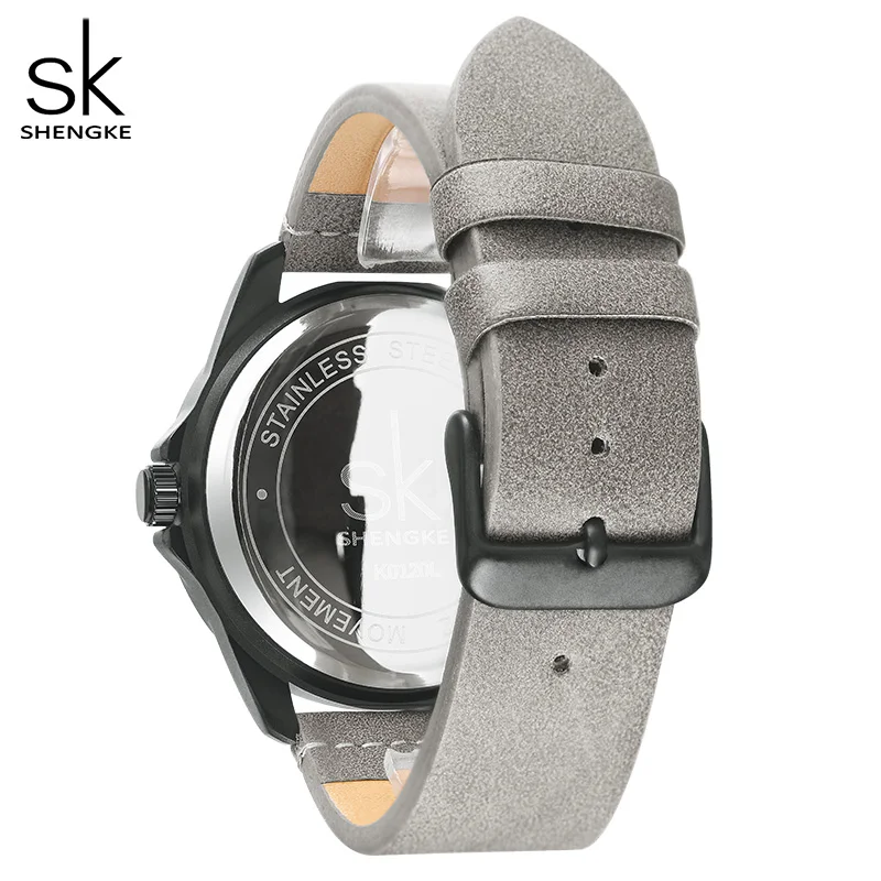 Shengke женские модные серые кварцевые часы Дамский кожаный ремешок для часов