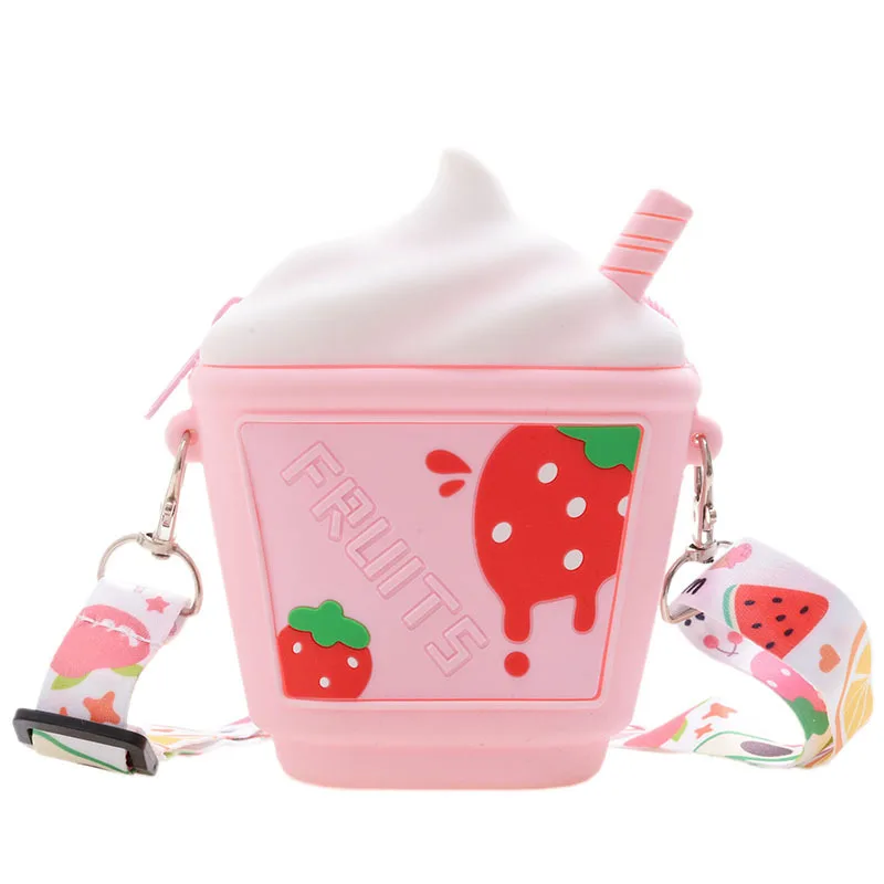 2022 New Cute Girls Ice Cream Children Messenger Bags Baby Wallet Waterproof Silicone Parent-child Bag